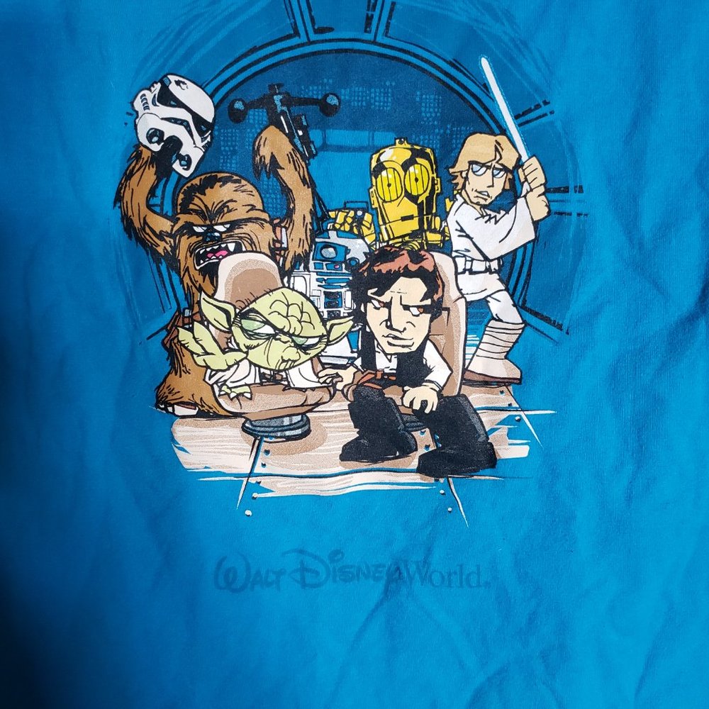 Walt Disney Parks Resort World Star Wars Mini Caricature Teal Tshirt Size XL
